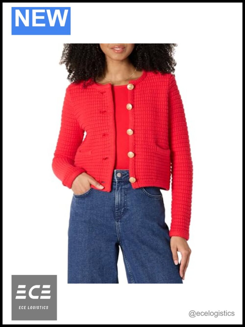 Women's Midweight Cotton Cardigan Sweater Jacket Gold Button Cropped